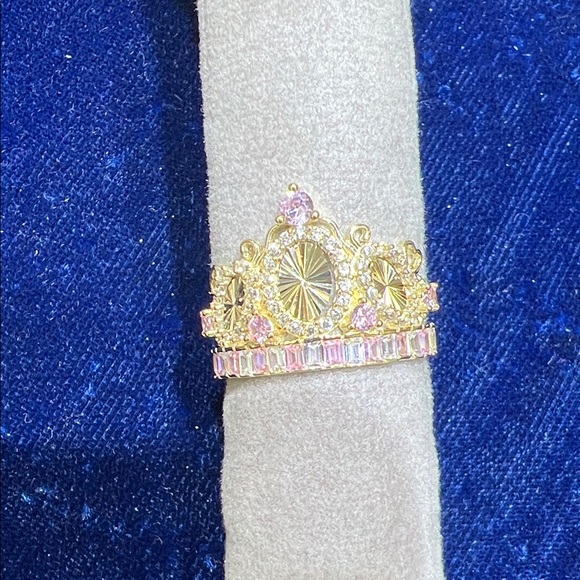 Gold and Pink Crown Ring